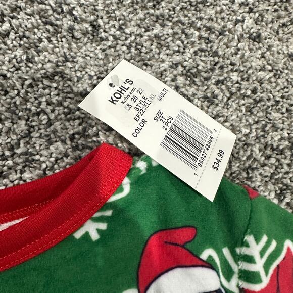 New with tags, Green Red ELF Christmas Holiday Pajama Set, Size 2T - Picture 6 of 6